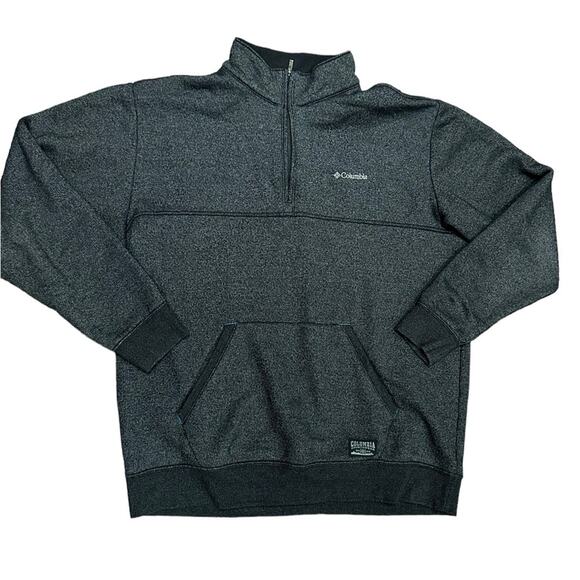 Columbia Mens XL Heathered Black Quarter Zip Front Pocket Pullover Shirt - Picture 1 of 6